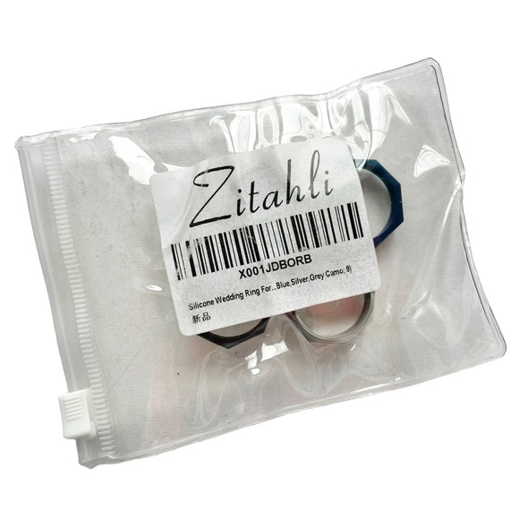 NEW 4 Men’s Silicone Ring Band Size 9 Zitahli Wedding Bands Black Silver Blue - Picture 7 of 9